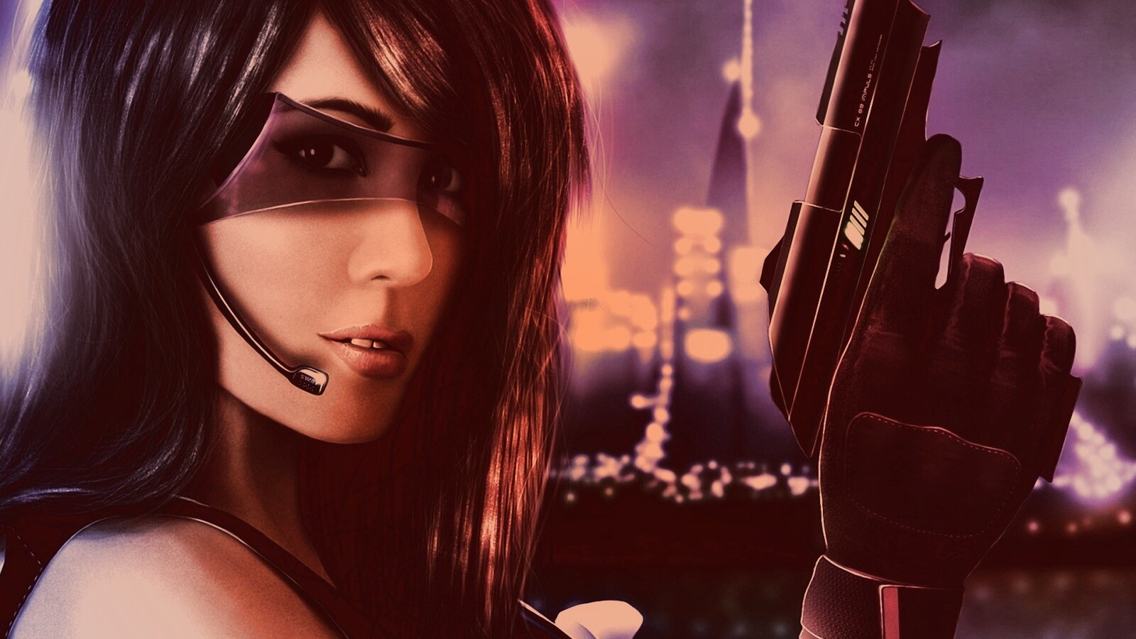 Девушка из будущего с пистолетом обои
