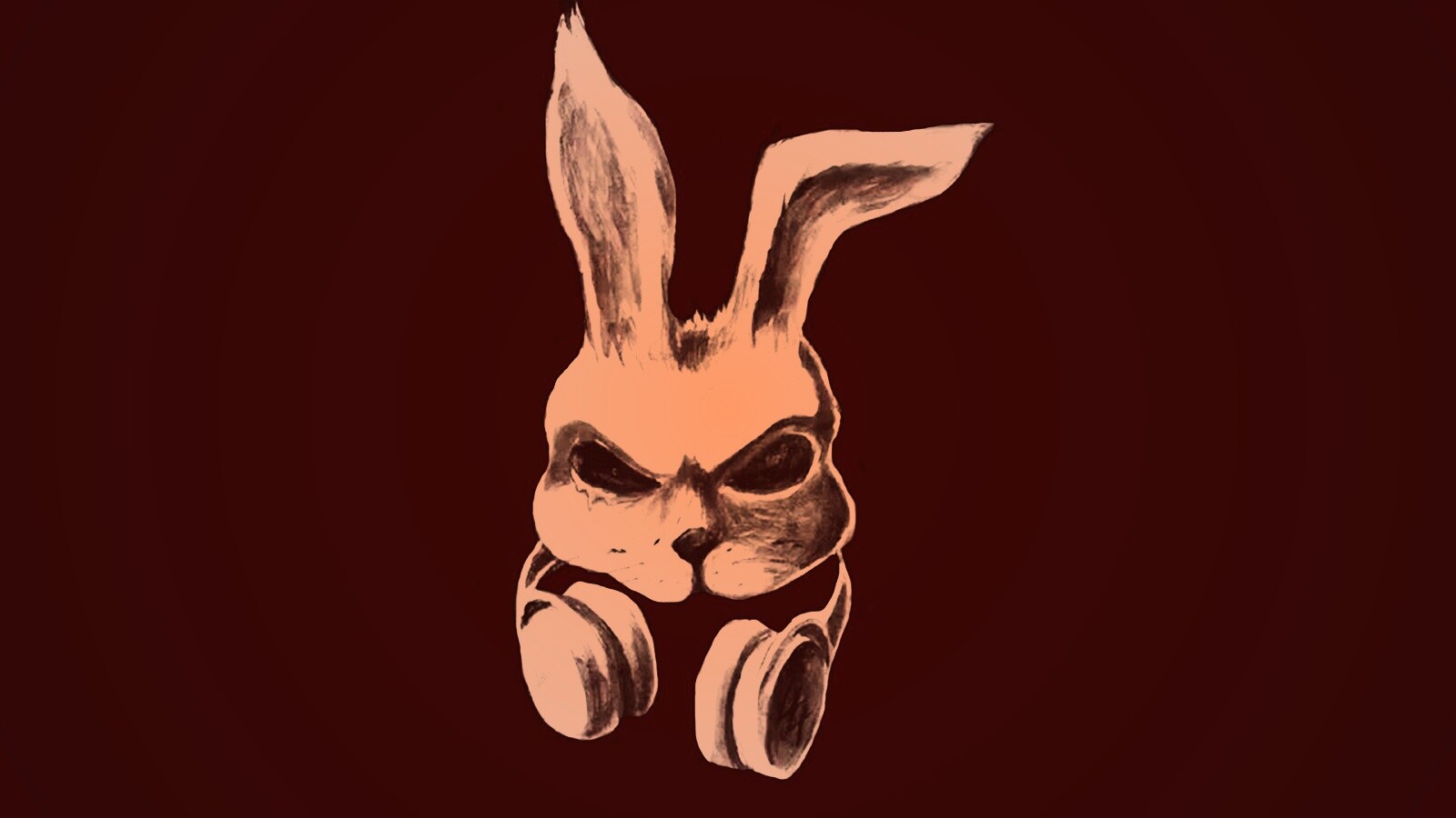 Кролик в наушниках обои