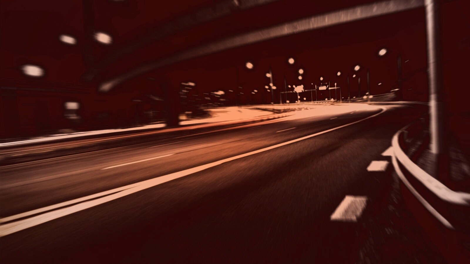 Дорога в ночном городе обои