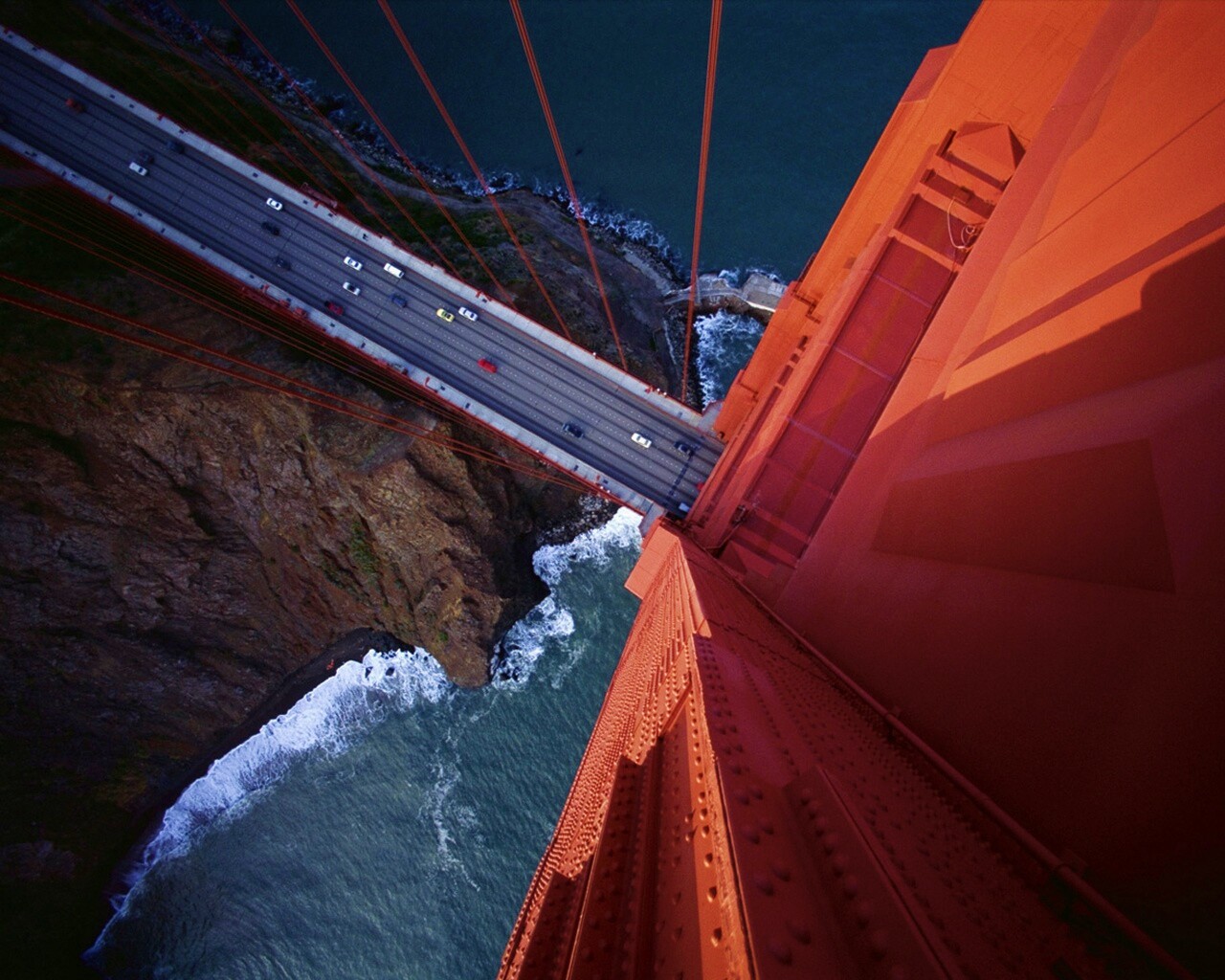 Вид в с пролета моста Золотые Ворота обои