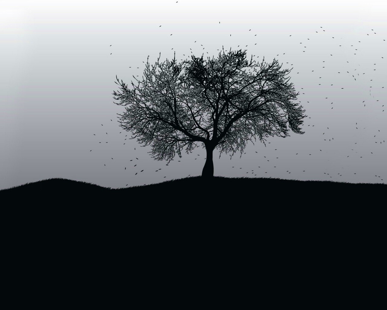Черное дерево обои