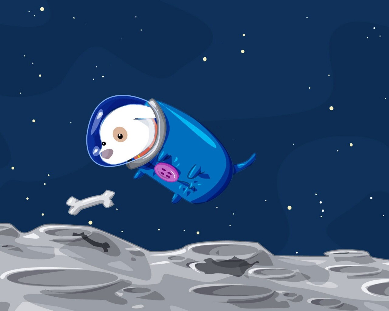 Собачка на луне обои