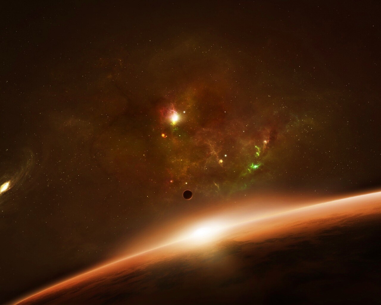 Восход в космосе обои