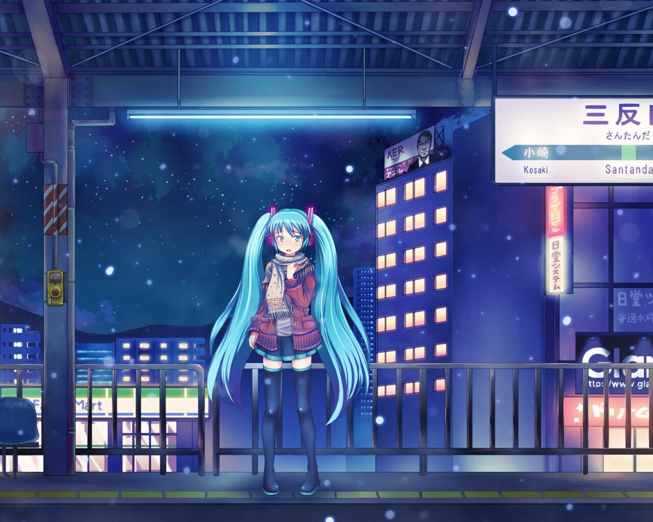 Девочка на остановке обои