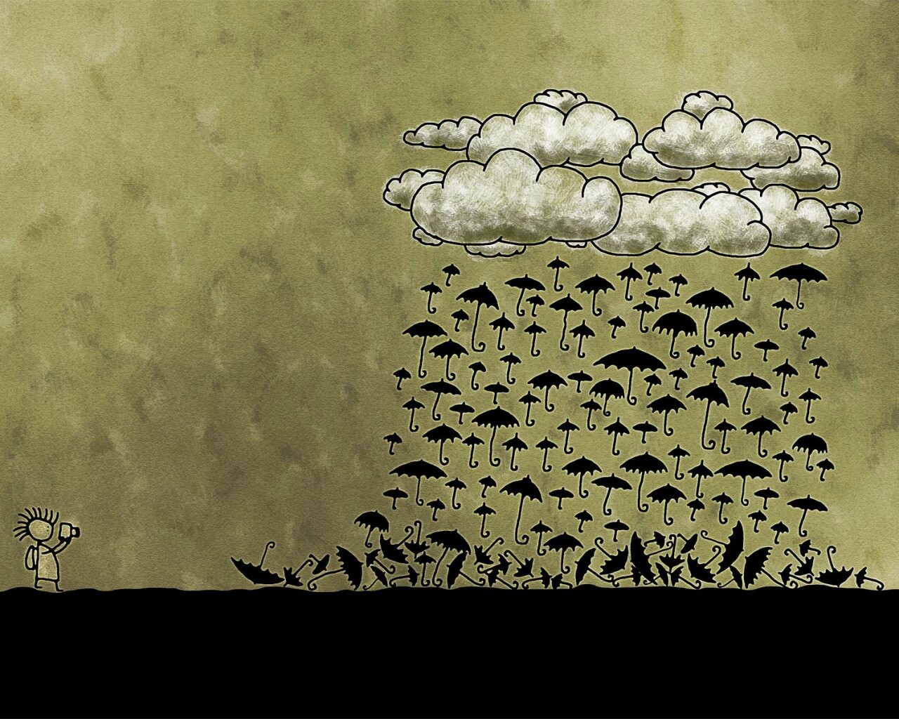 Дождь из зонтиков обои