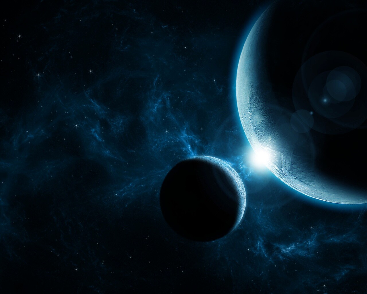 Планета и спутник обои