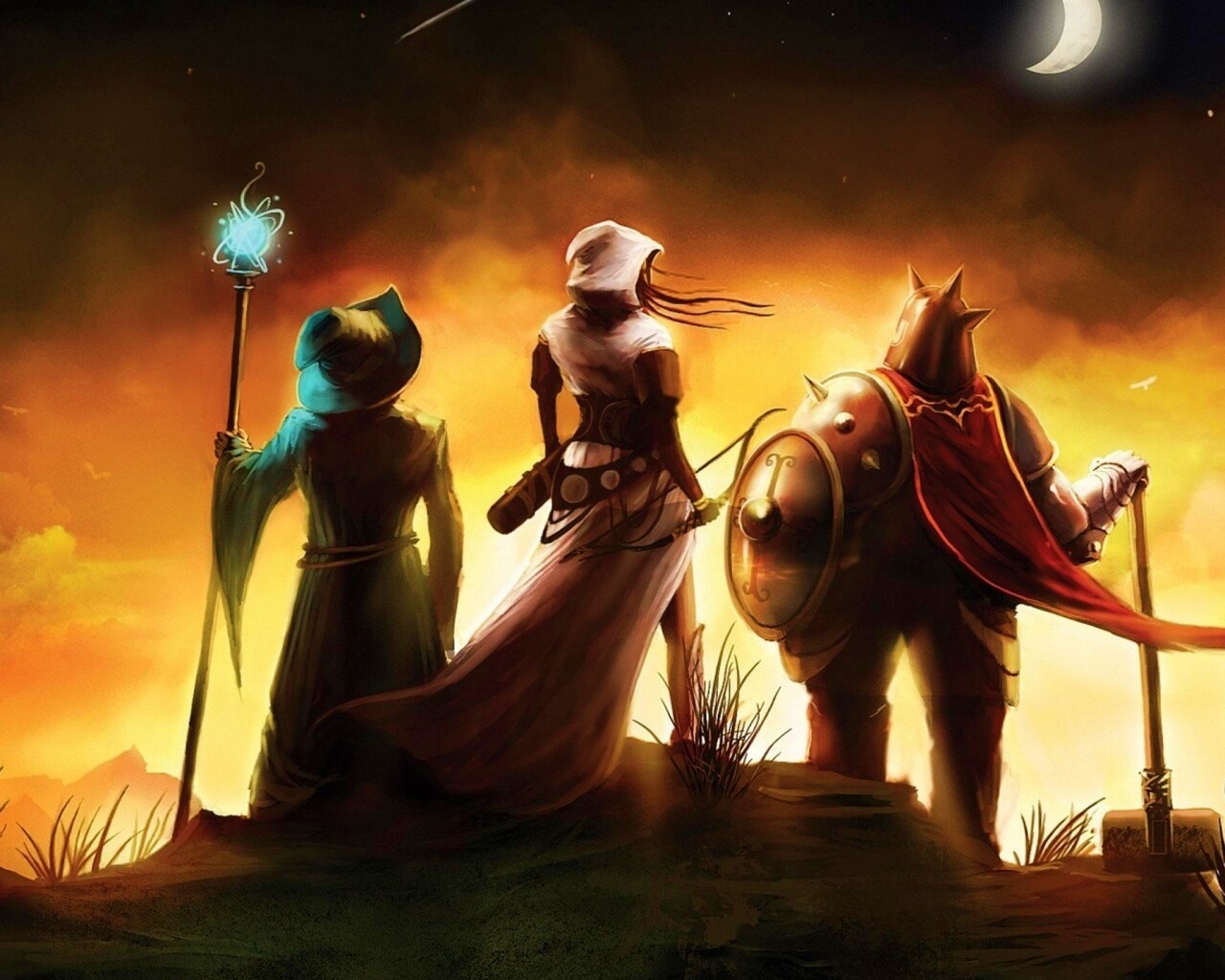 Воин, лучник и маг обои