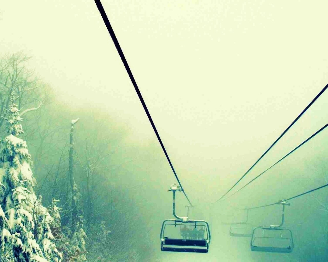 Канатная дорога в зиму обои