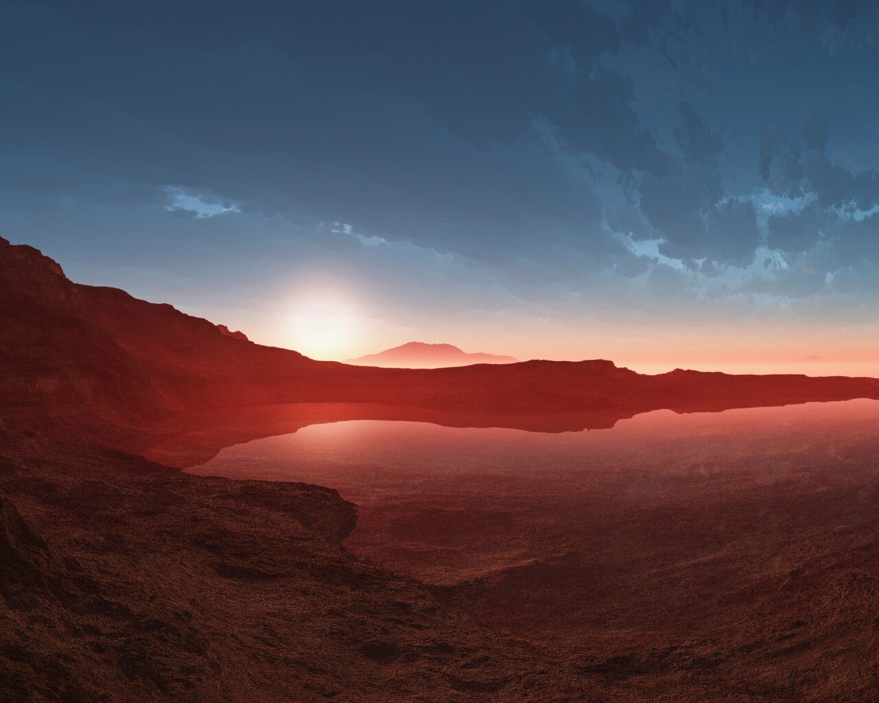 Озеро в каменистой пустыне обои