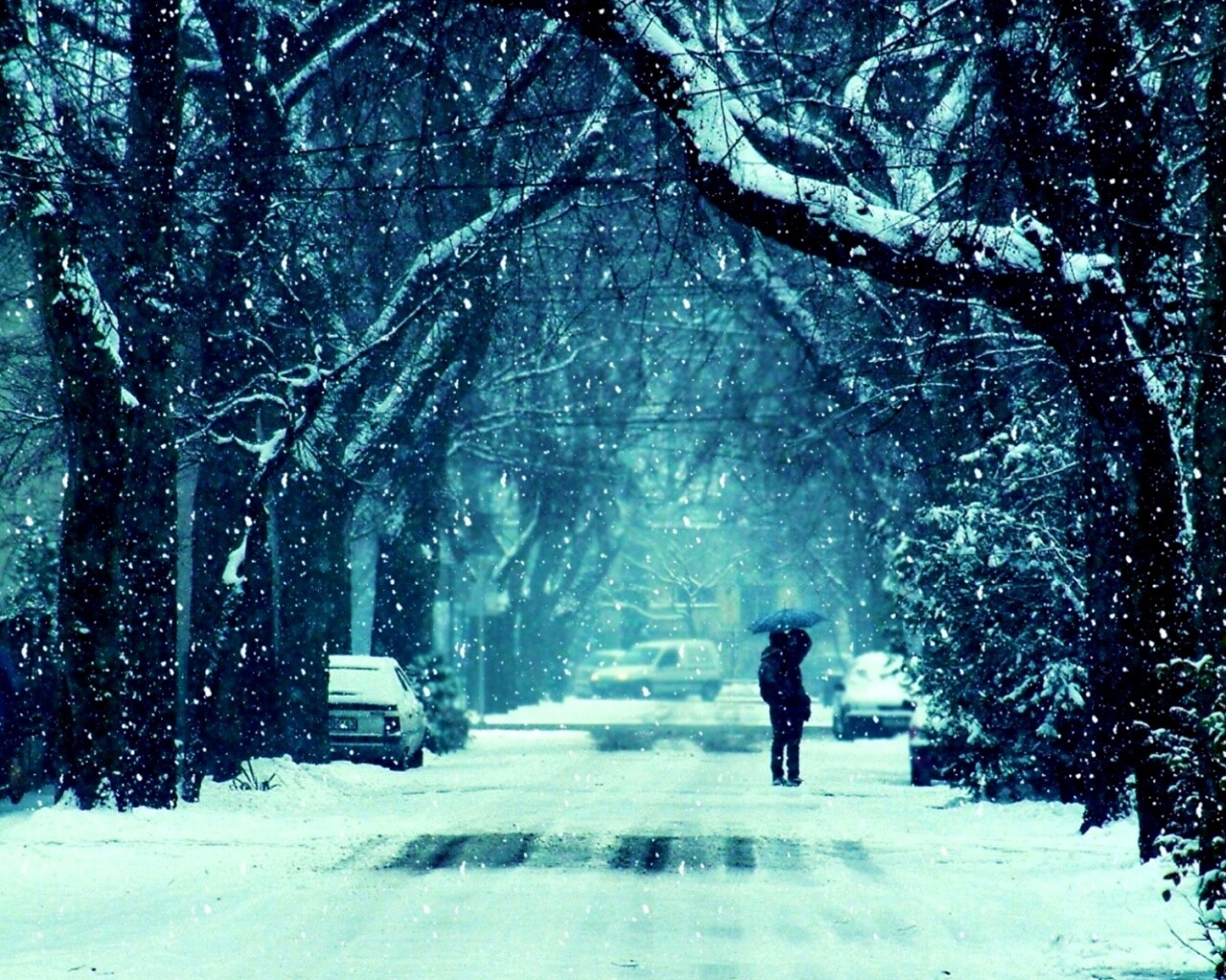 Зимняя улица обои