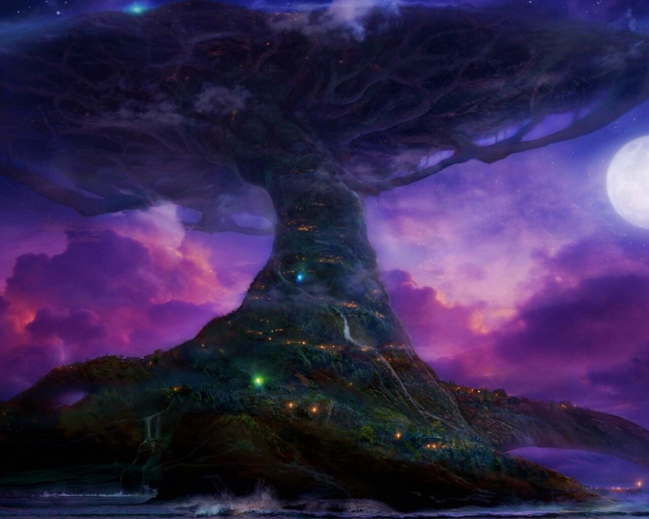 Дерево-город обои