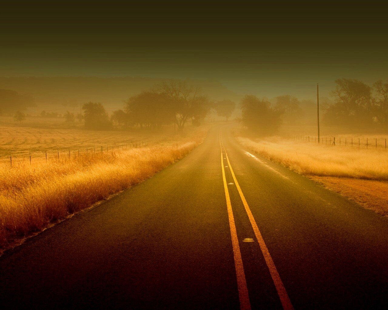 Туманная дорога обои