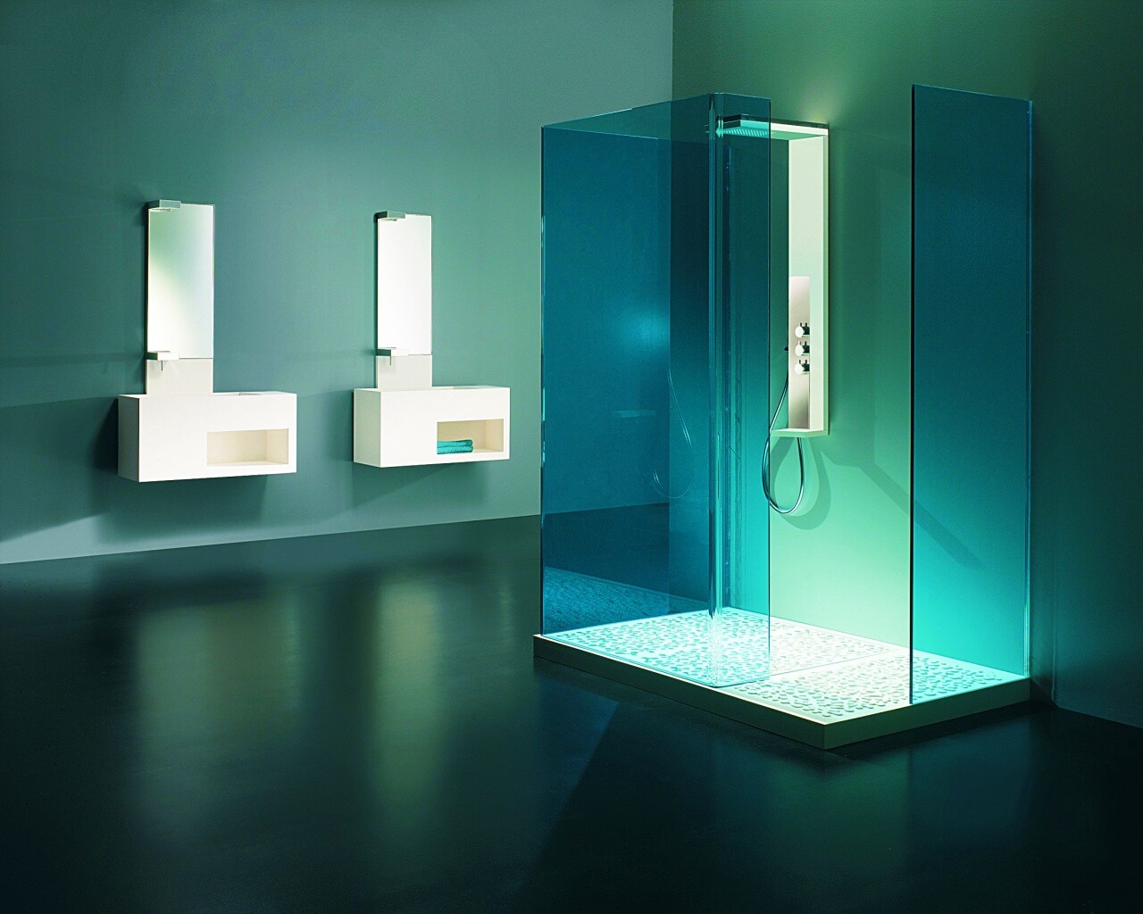 Ванная комната в стиле hi tech обои