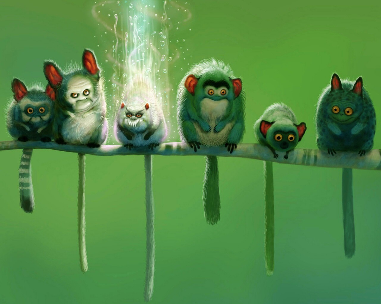 Существа на ветке обои