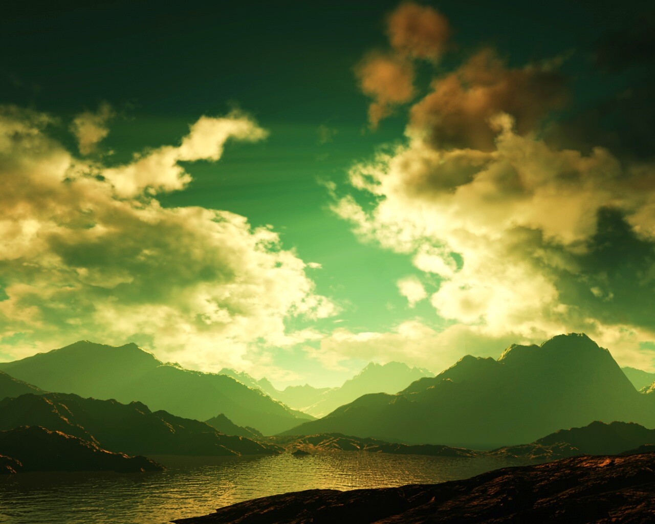 Закат в горах обои