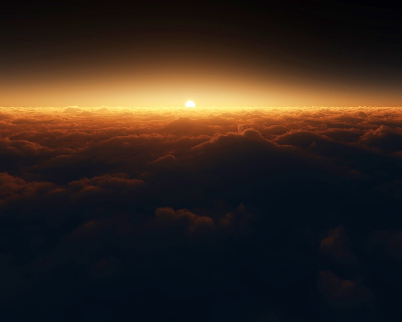 Закат над облаками обои