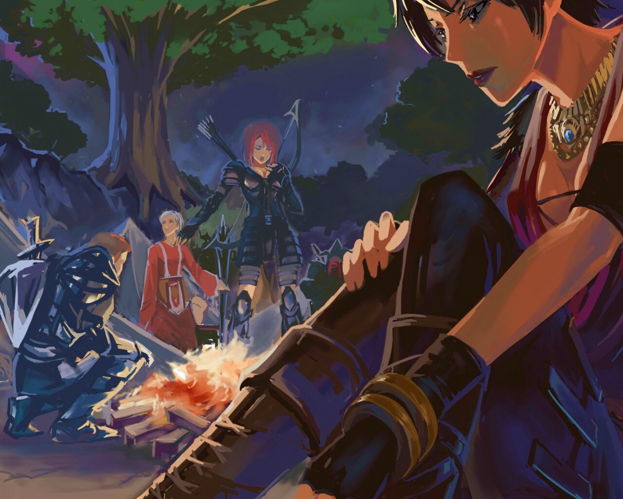 Рисунок Морриган в лагере обои