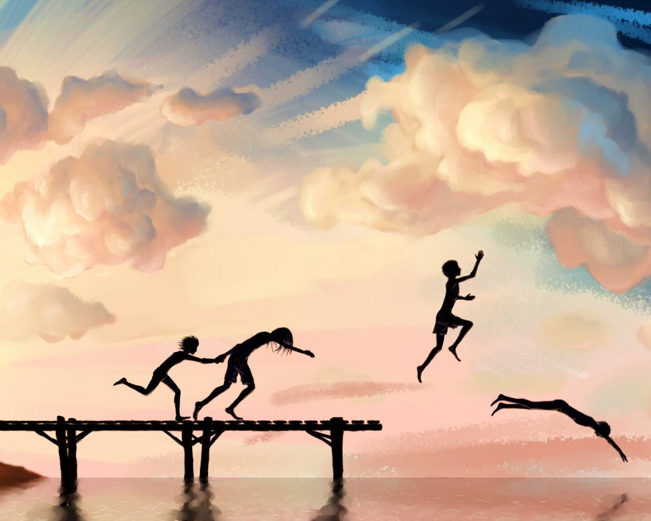 Прыжки с причала обои