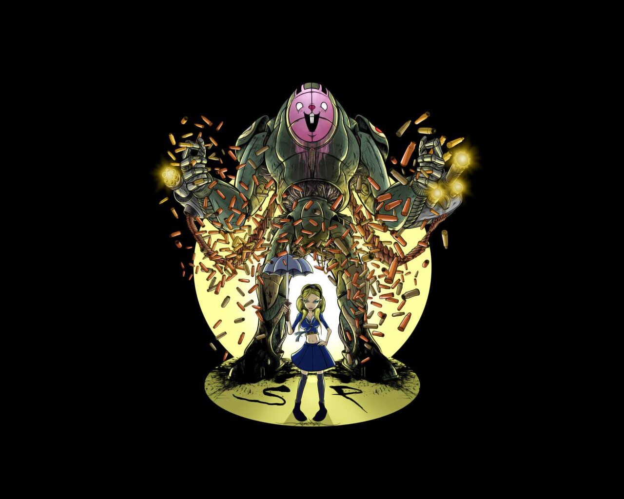 Куколка и боевой робот обои