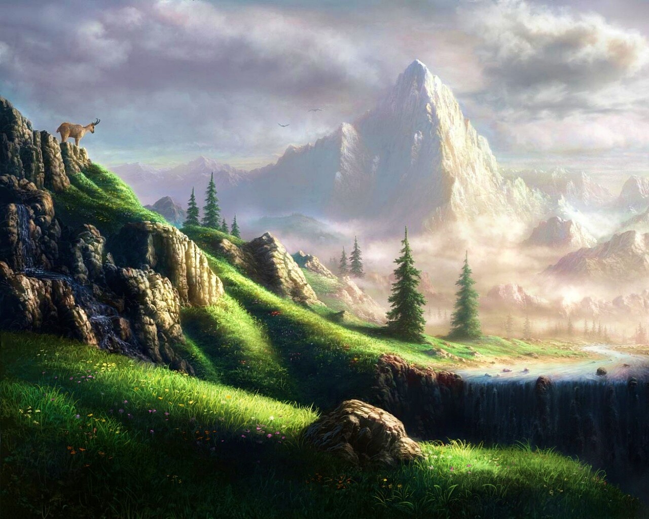 Сказочный водопад обои