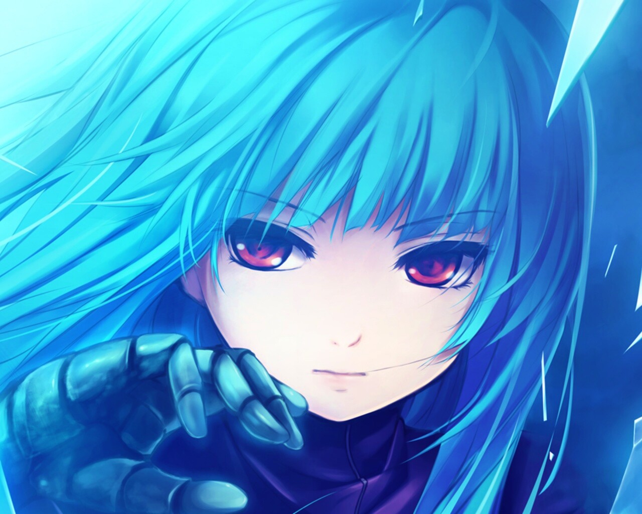 Аниме девушка с голубыми волосами обои
