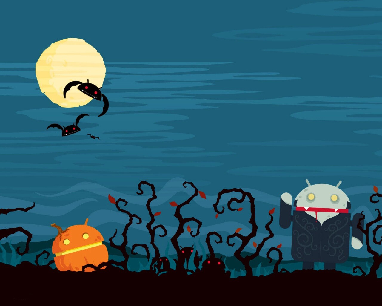 Хэллоуин в стиле Google Android обои