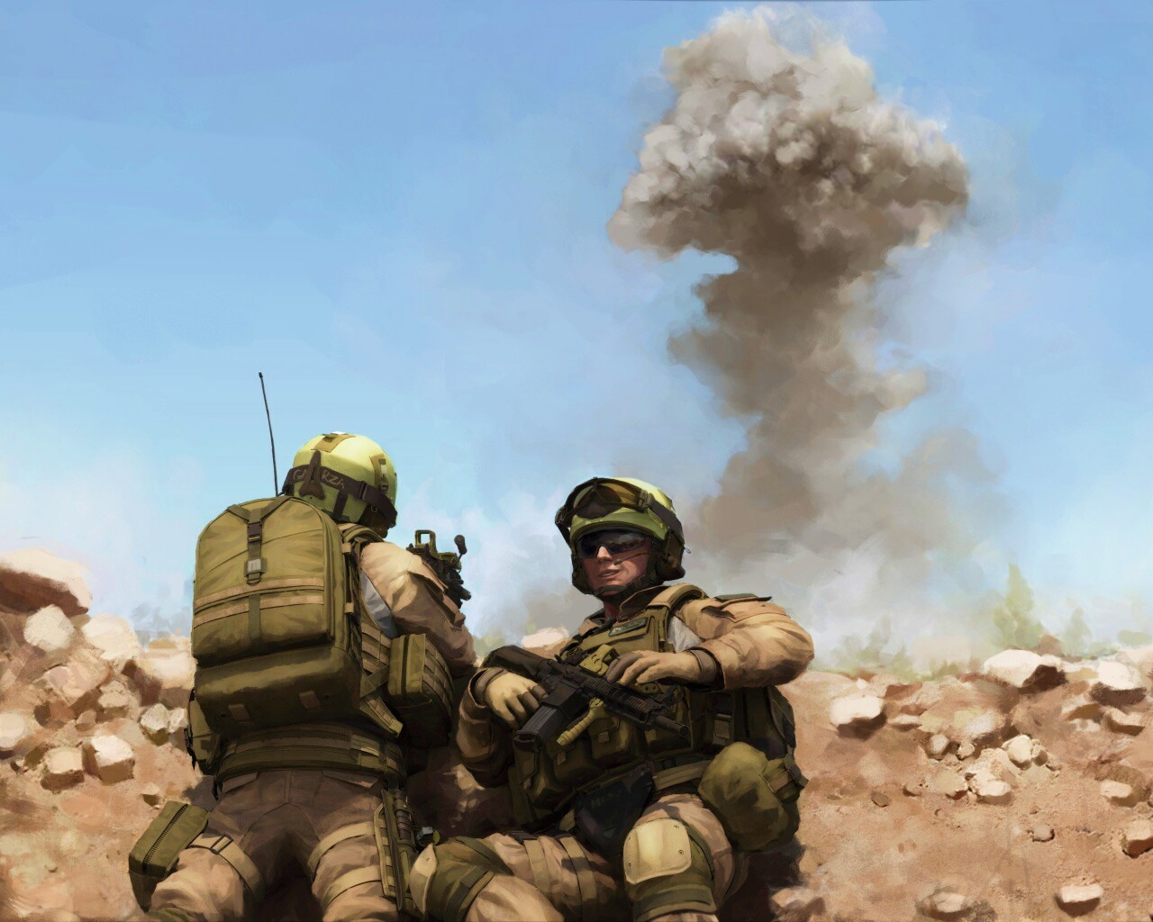 Солдаты в пустыне обои