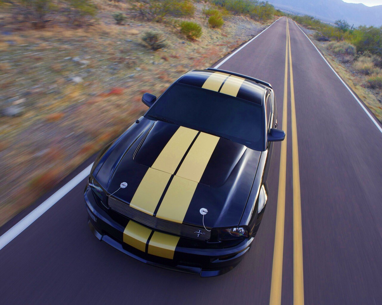 Ford Mustang  с гоночными полосками обои