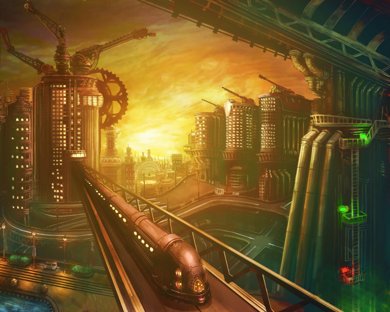 Город из мира стимпанк обои