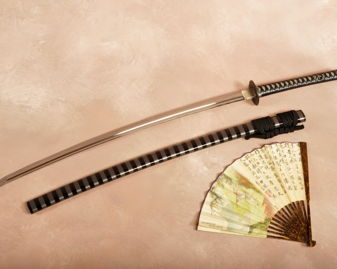 Катана и веер обои