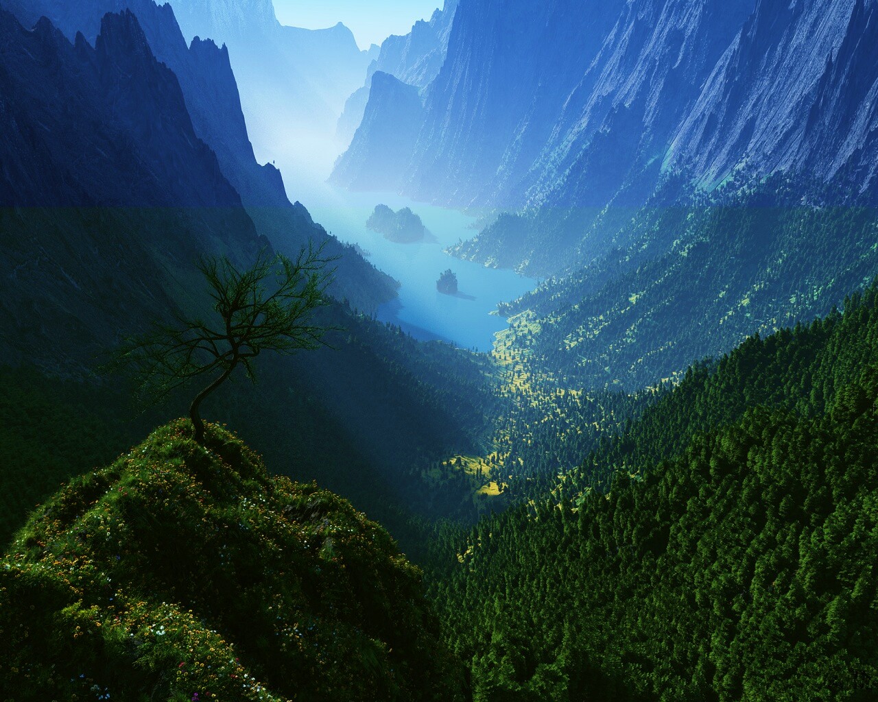 Озеро на перевале обои