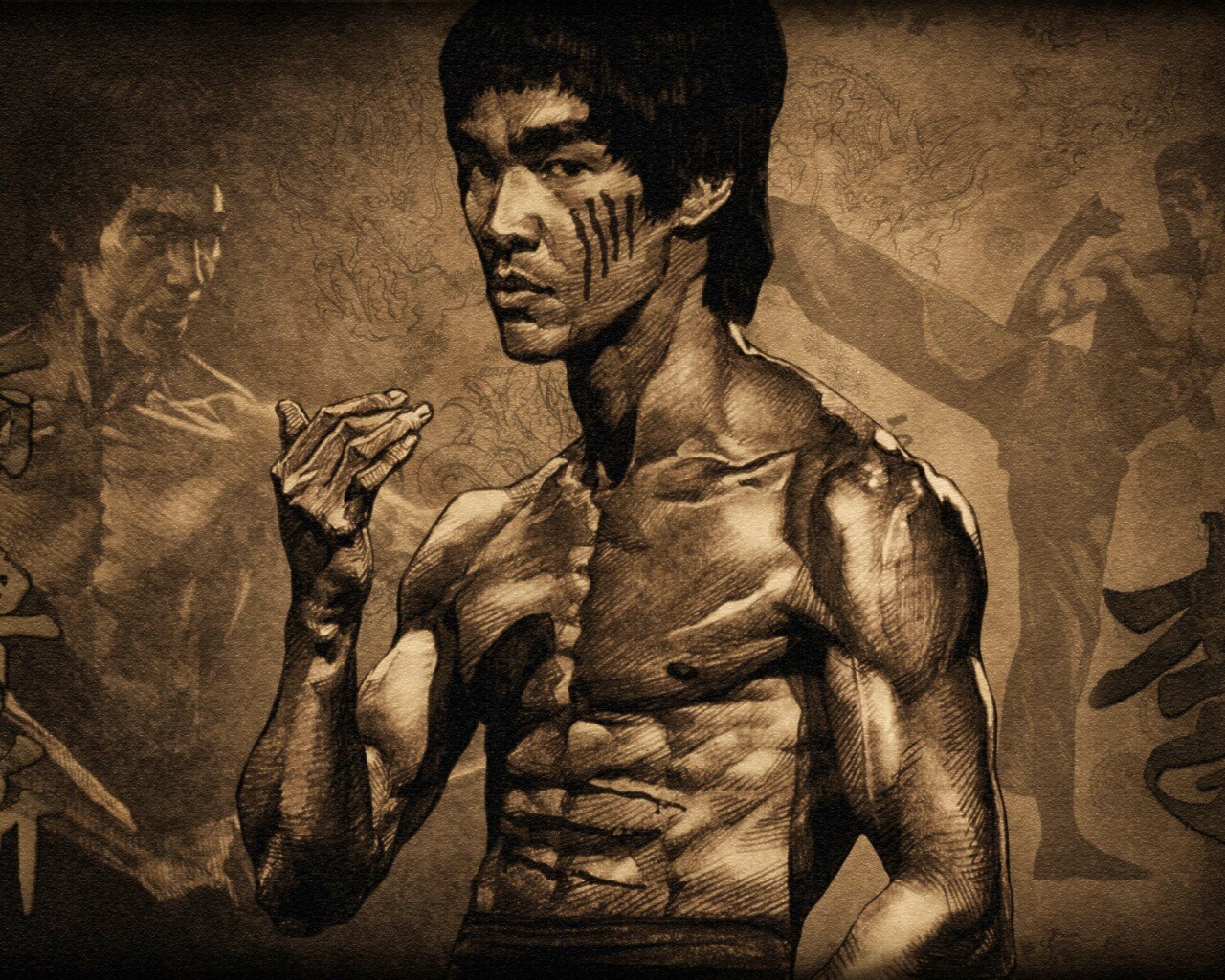 Портрет Брюса Ли обои