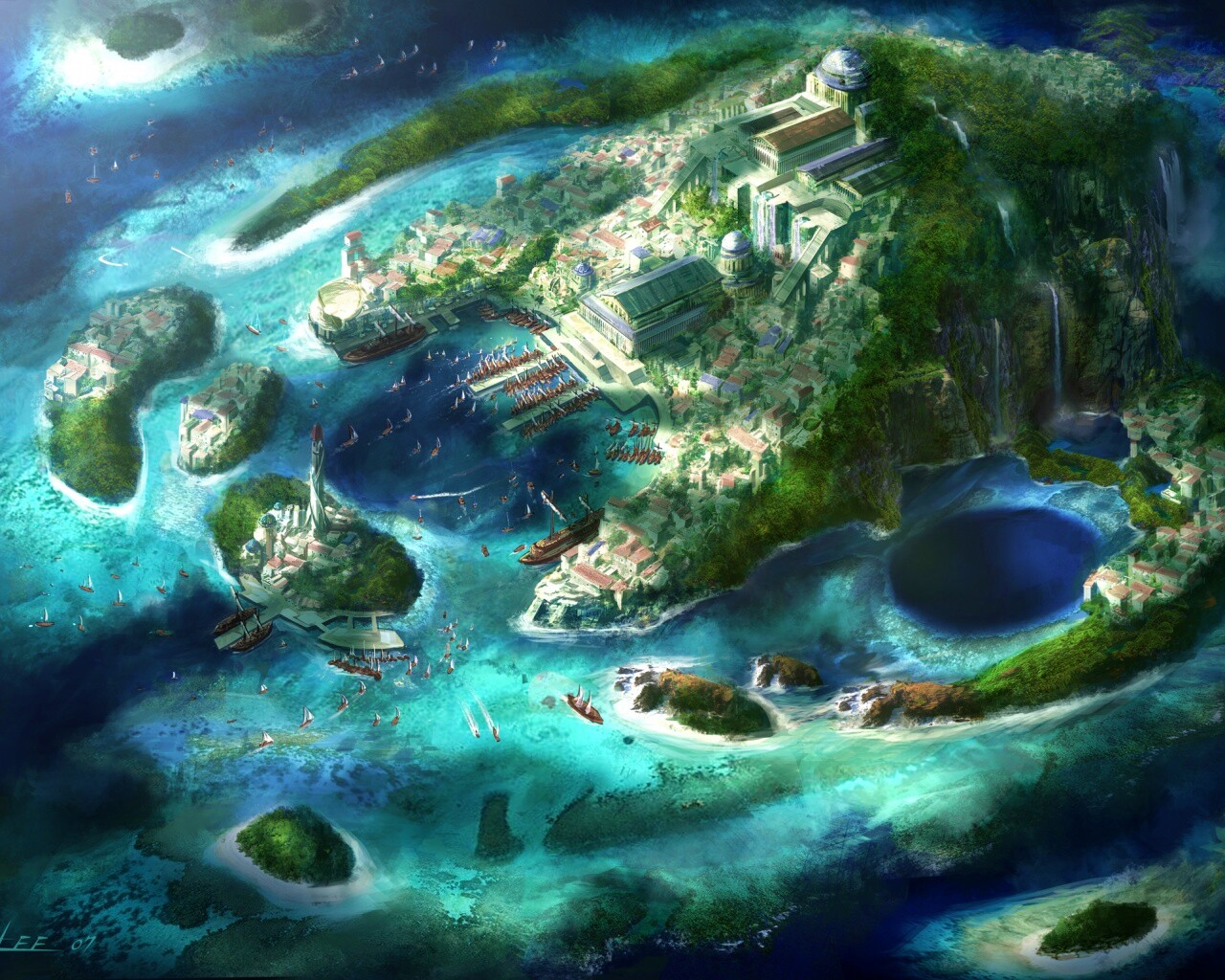 Город на острове обои