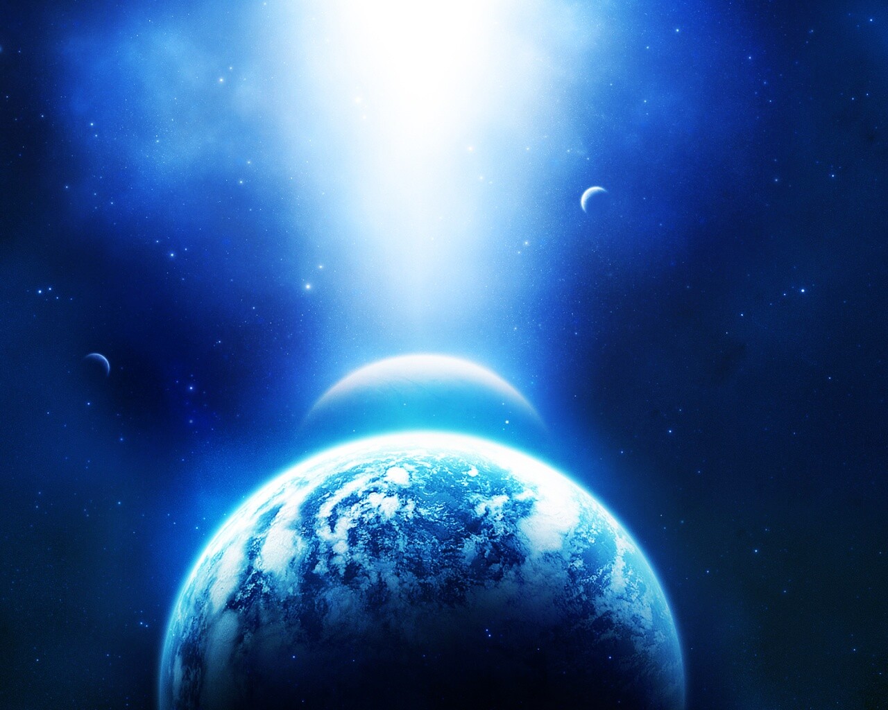 Свет звезды падает на планету обои