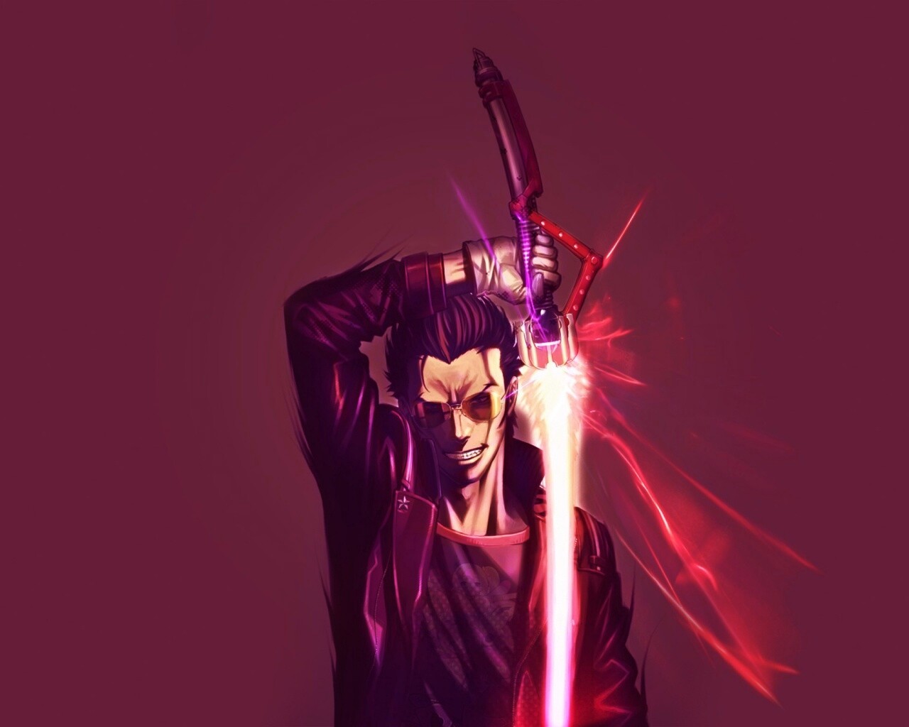Мужик с зверским световым мечом обои