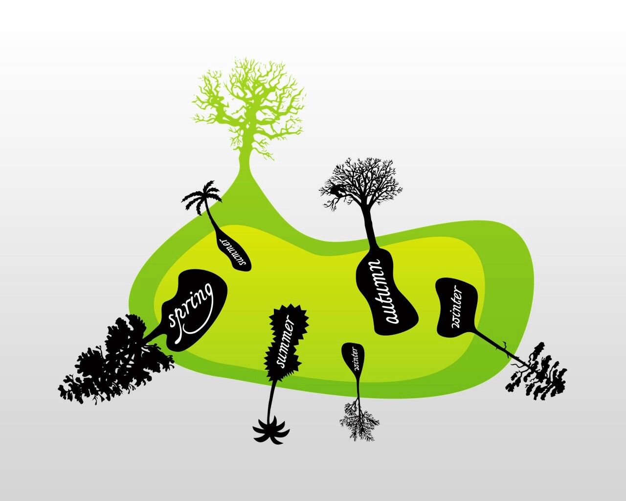 Деревья времен года обои