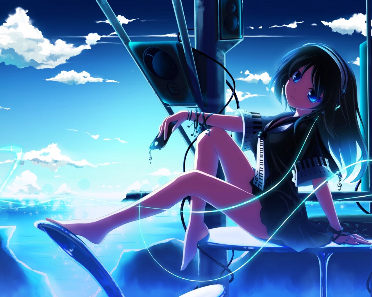 Девочка с плеером обои