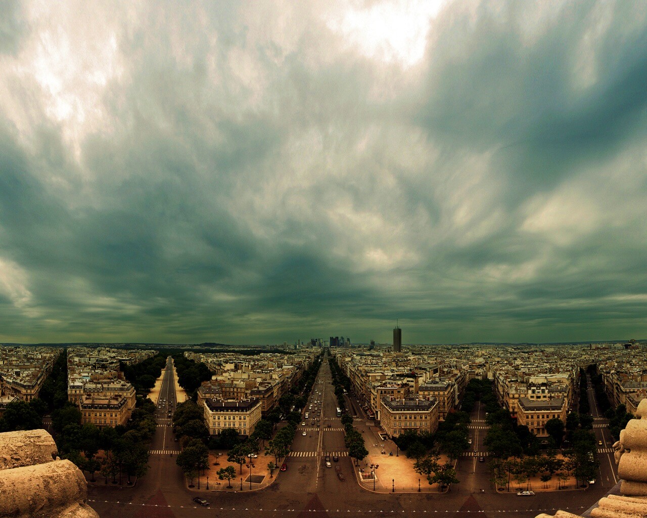 Париж широкоугольным объективном обои