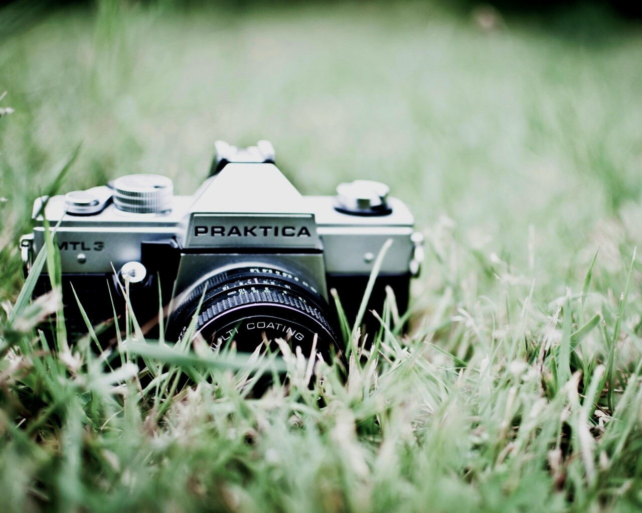 Фотоаппарат Praktica в траве обои