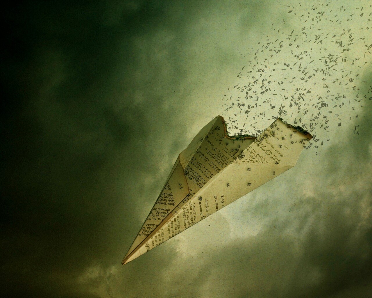 Крушение бумажного самолётика обои