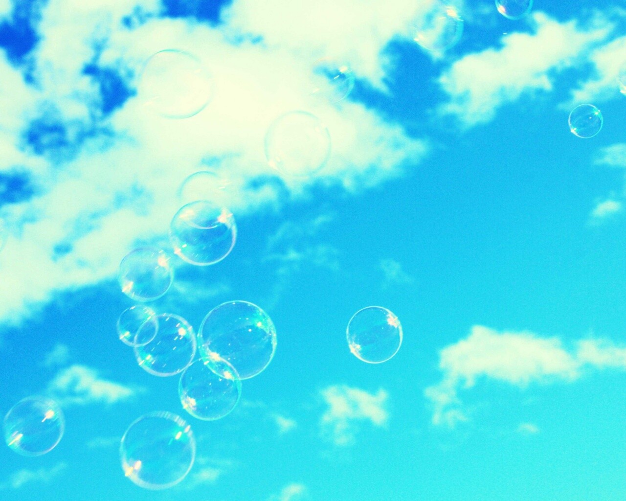 Мыльные пузыри в небе обои