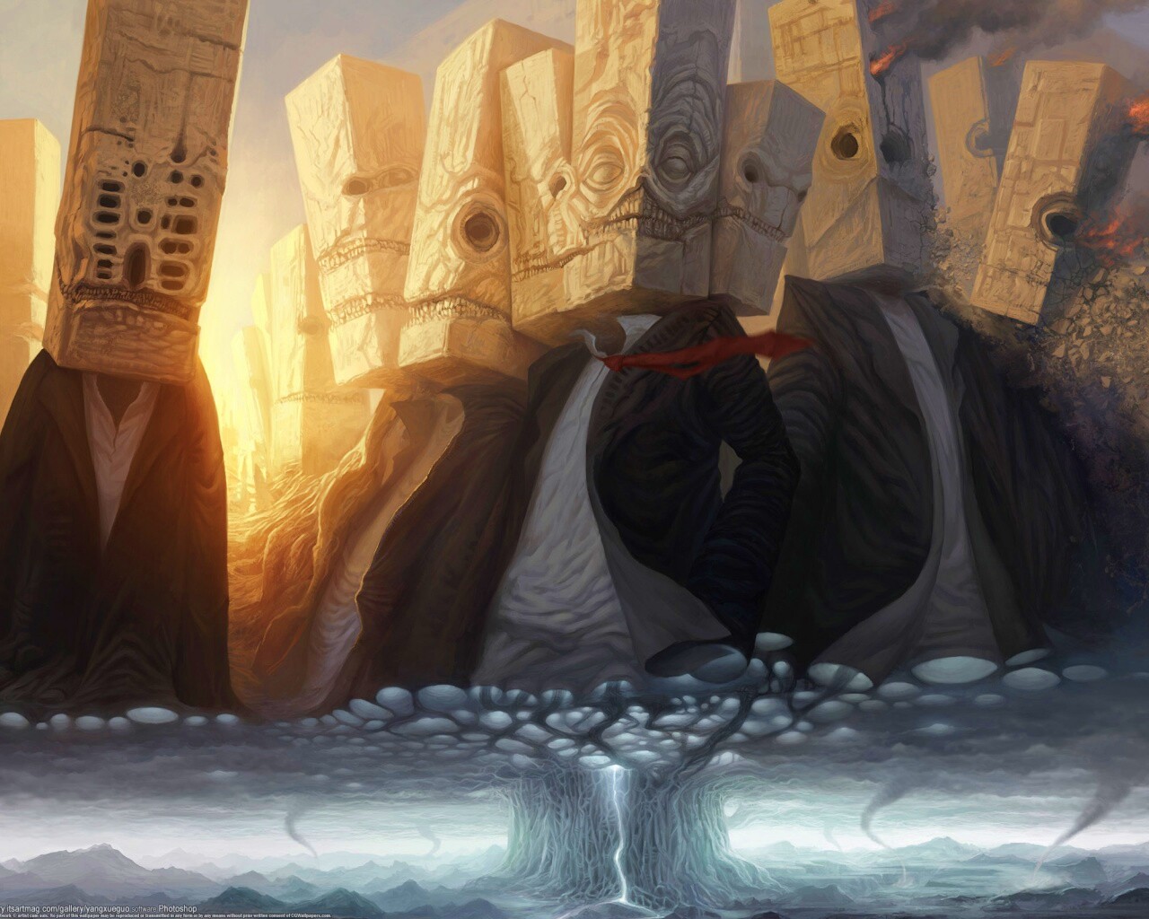 Каменные головы обои