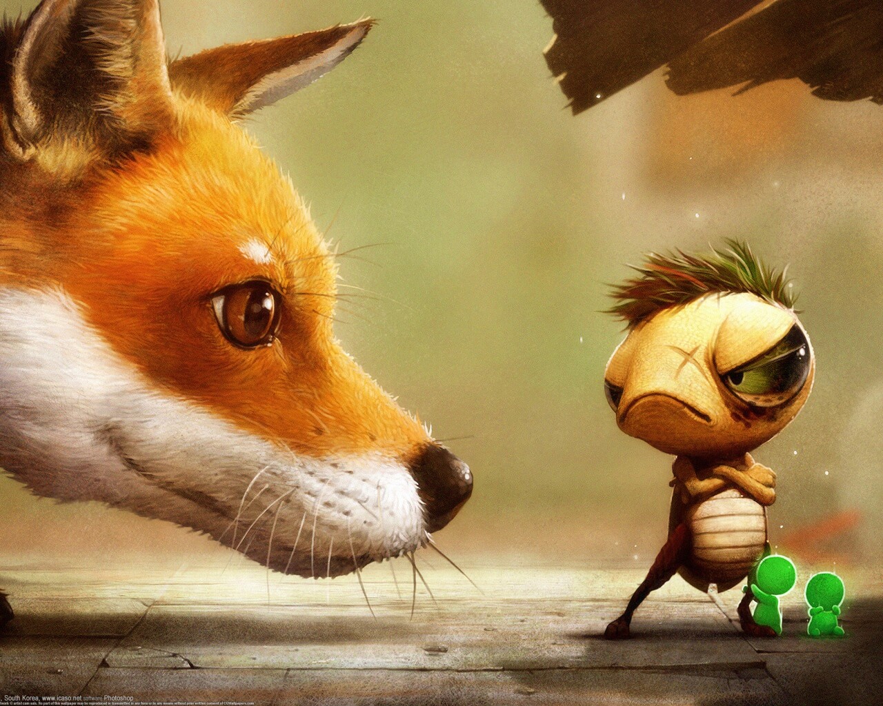 Лиса и жук обои