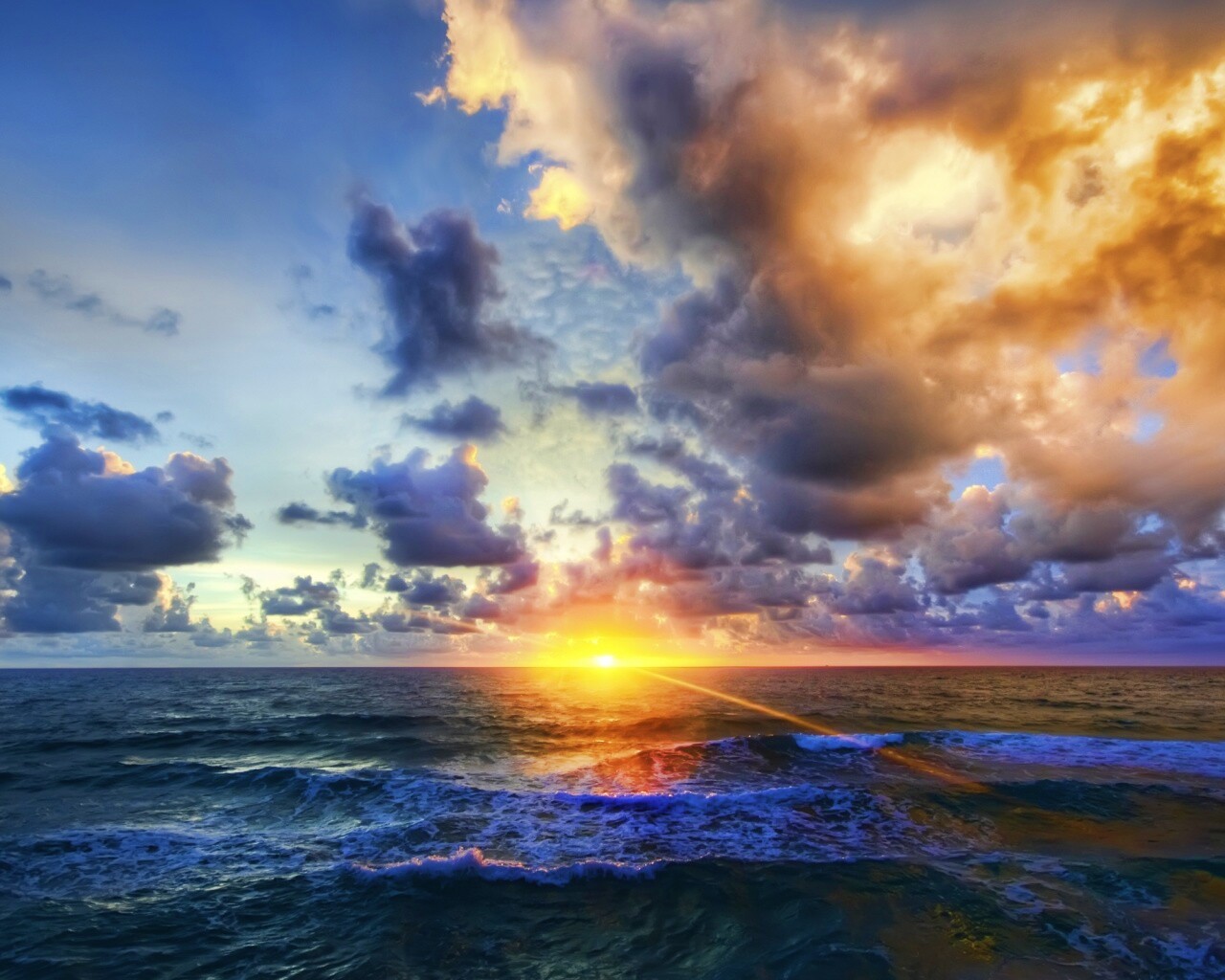 Закат на море обои