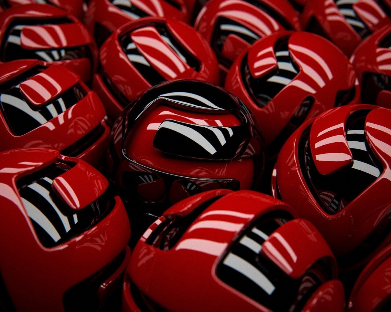 Красные объемные шарики обои