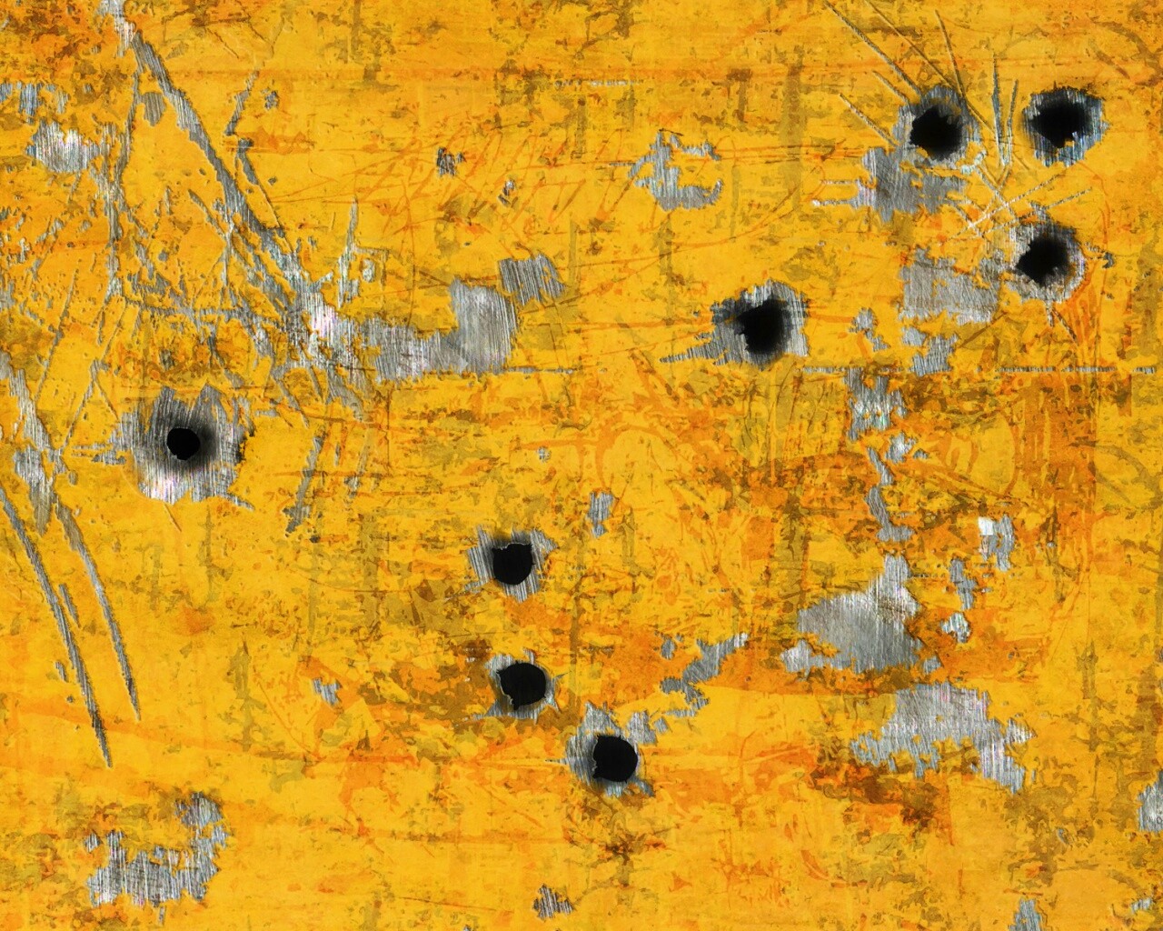 Пулевые отверстия в желтом листе обои