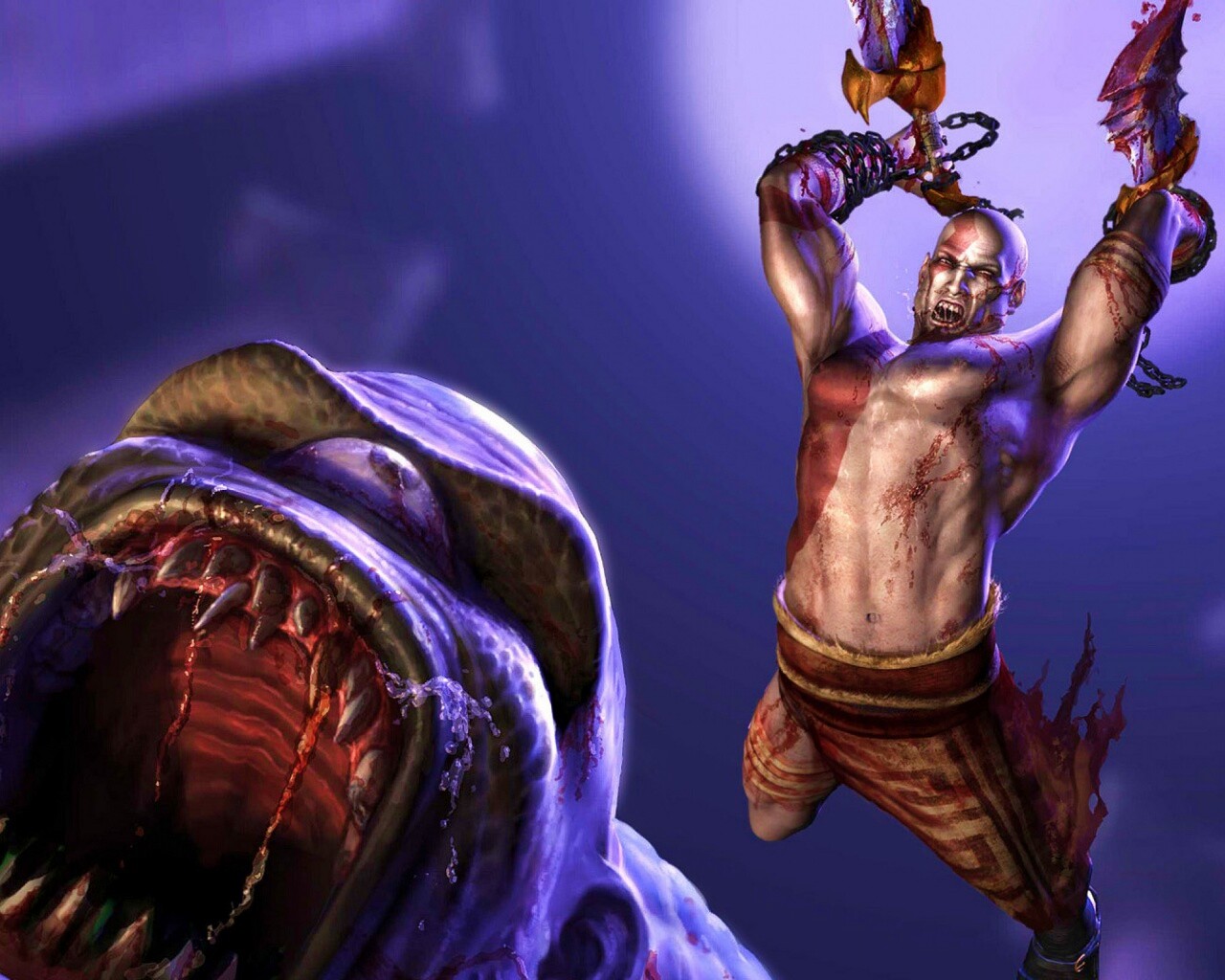 Кратос против монстра обои