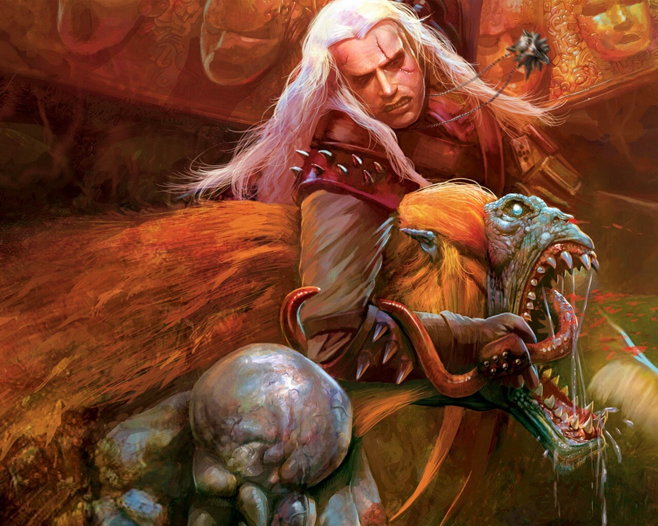 Ведьмак и монстр обои