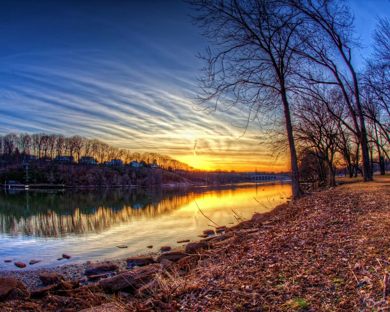 Осенний закат обои