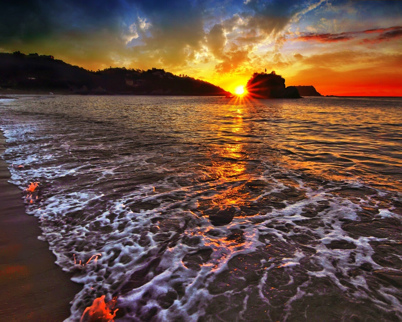 Закат в лагуне обои